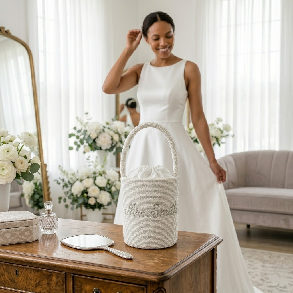 Personalized Mrs Beaded Bridal Bag