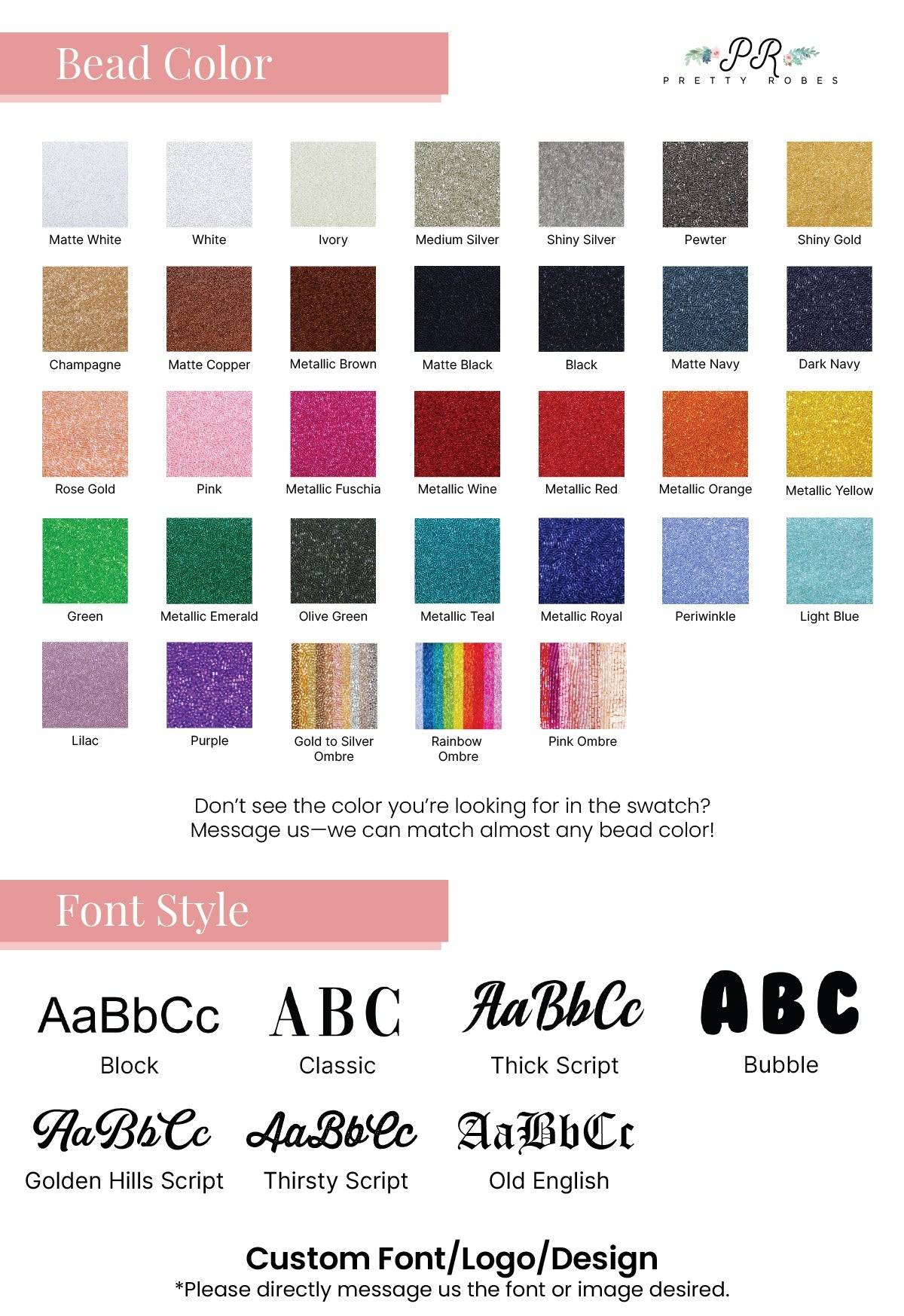 a collection of various bead colors and font styles, which can be used for customizing designs or creating unique patterns.