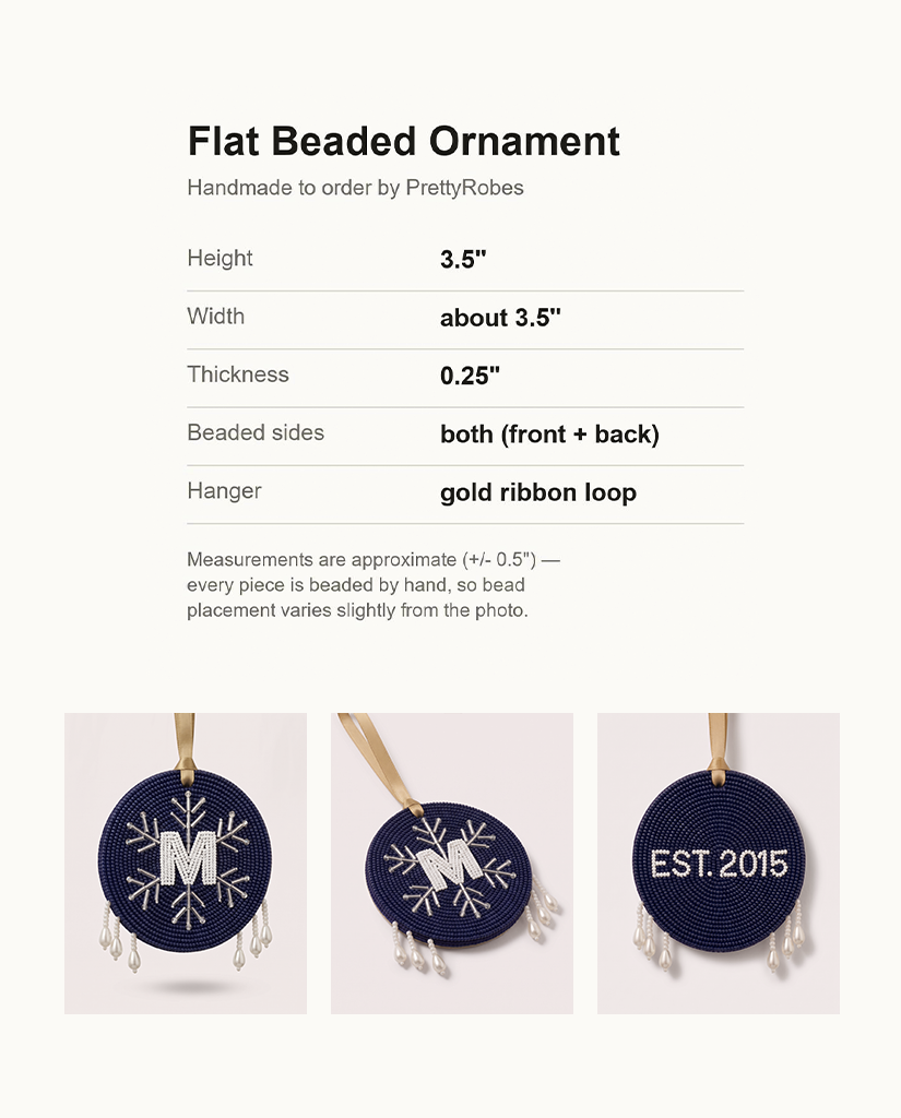 Monogram Snowflake Beaded Ornament