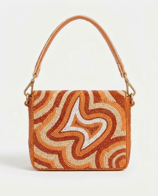 Burnt Orange Longhorn Beaded Game Day Shoulder Bag