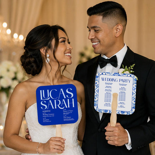 Custom Coastal Ceremony Hand Fans