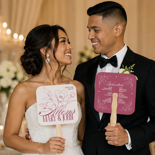 Personalized Floral Wedding Fans