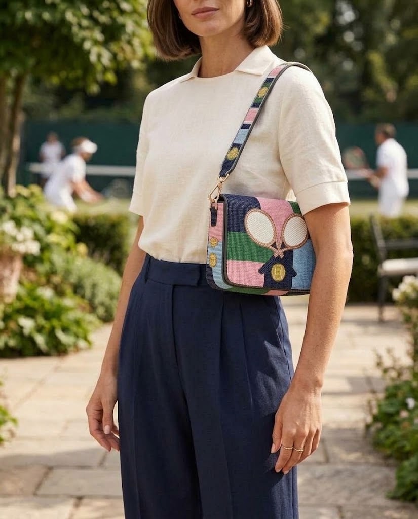 Tennis Patchwork Full Flap Clutch