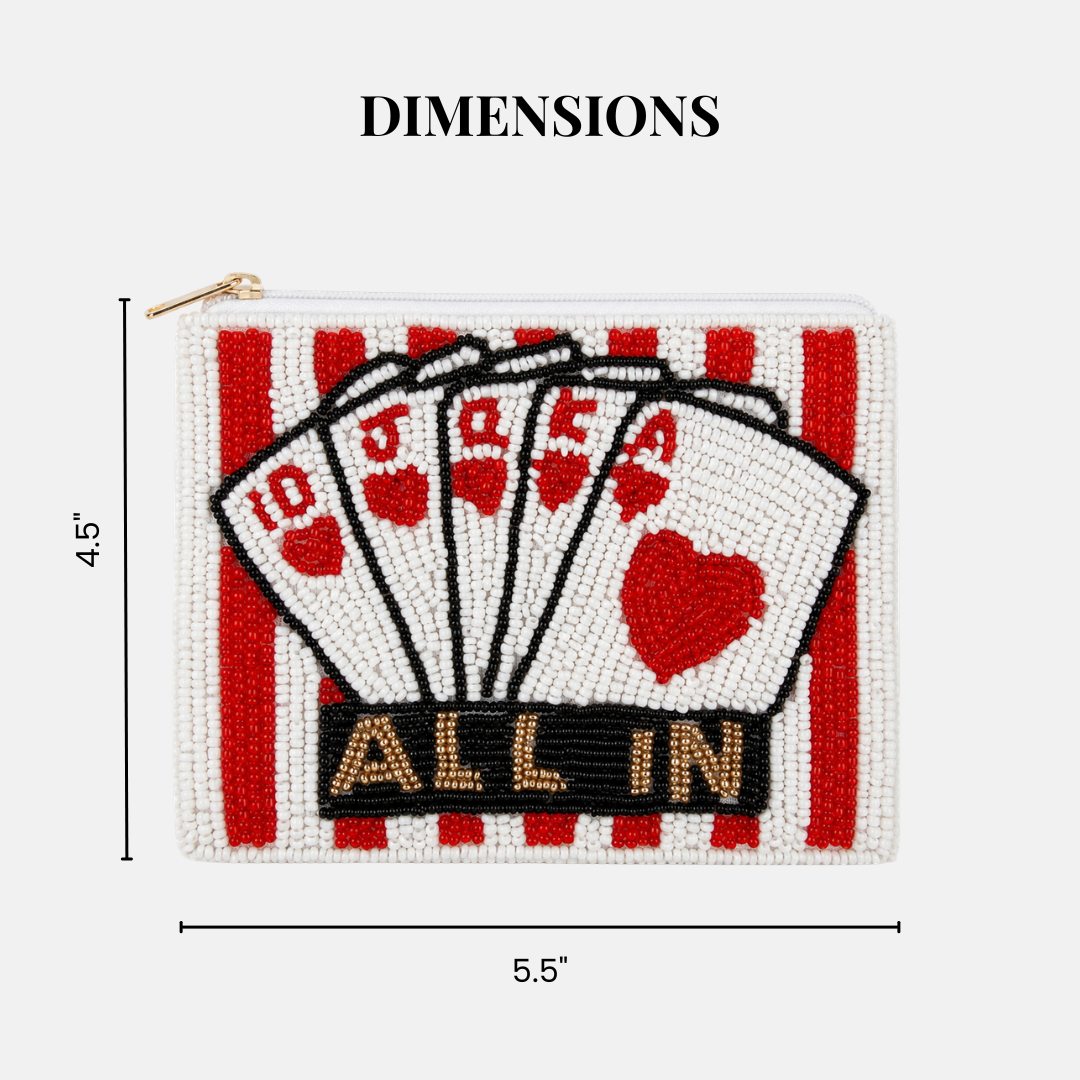 All In Playing Cards Beaded Coin Purse