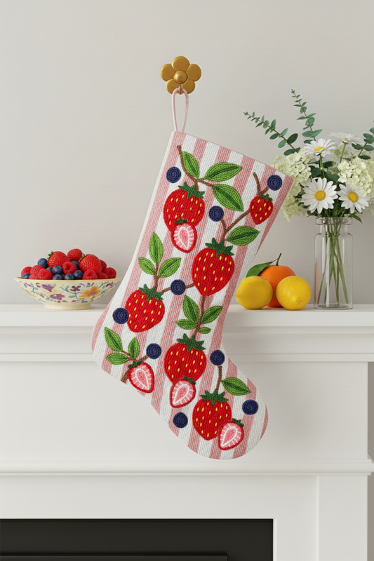 Blue and Yellow Beaded Lemon Stocking