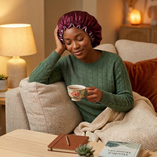Wine and Mauve Satin Bonnet