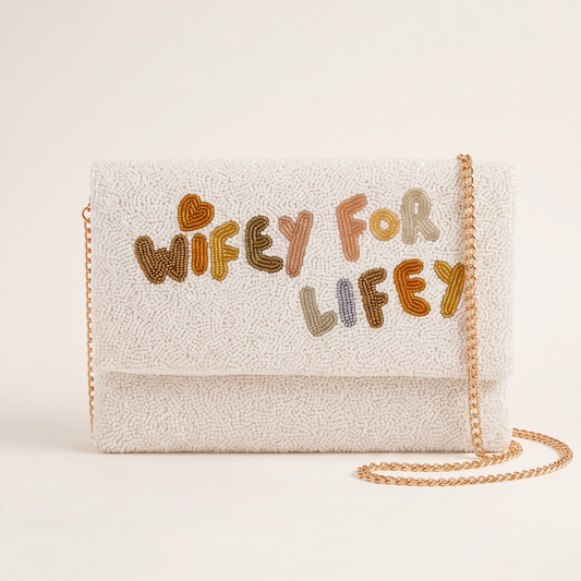 Wifey For Lifey Beaded Bridal Clutch
