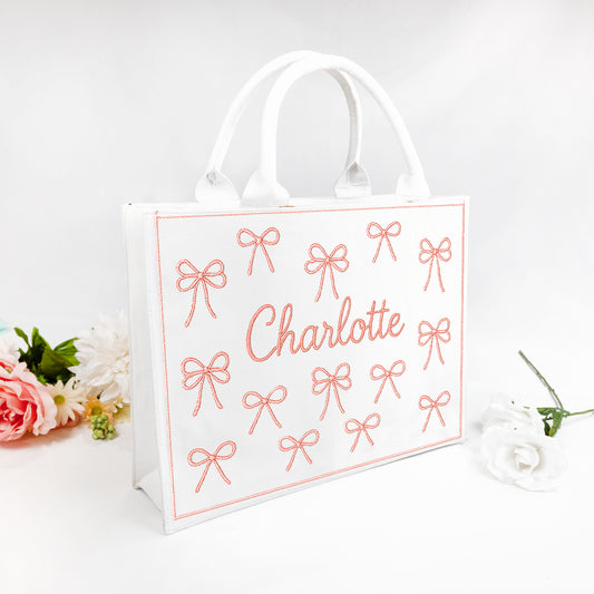 Pink Ribbon Beaded Tote