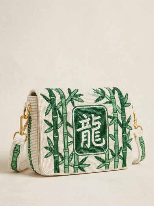 Bamboo Mahjong Beaded Shoulder Bag