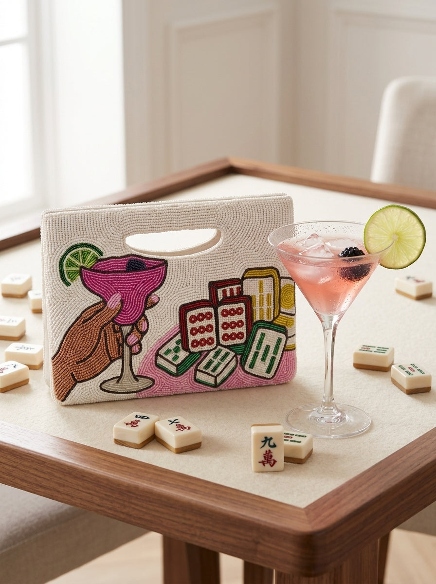 Mahjong & Martini Beaded Handbag