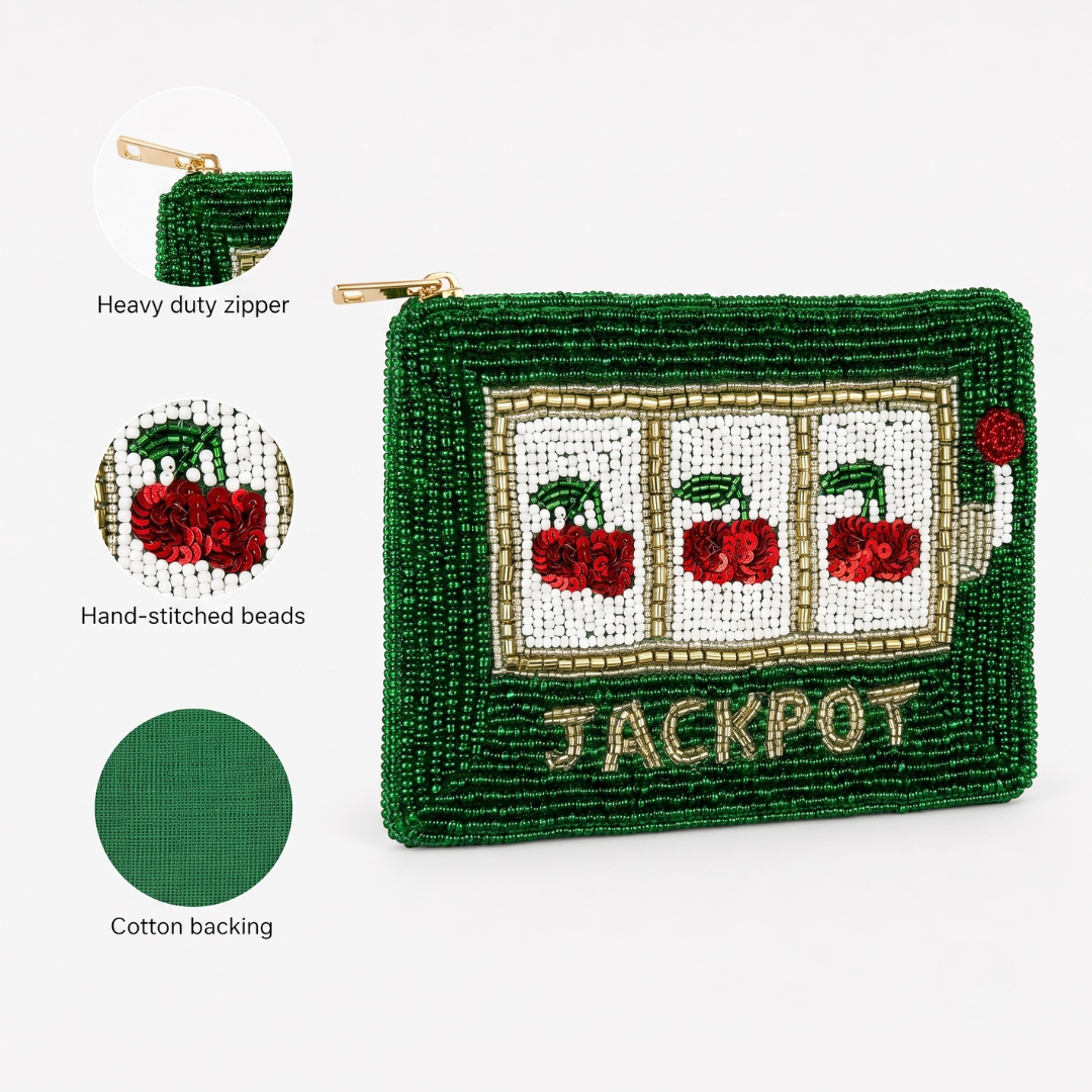 Jackpot Slot Machine Beaded Coin Purse