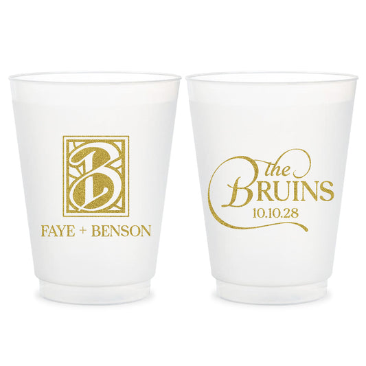 Personalized Frosted Plastic Cups Wedding Drinkware Favors (LP 374)