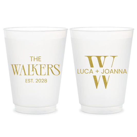 Custom Wedding Frosted Cups with Monogram Personalized Cups (LP 375)
