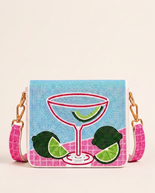 Blue Margarita Cocktail Beaded Clutch