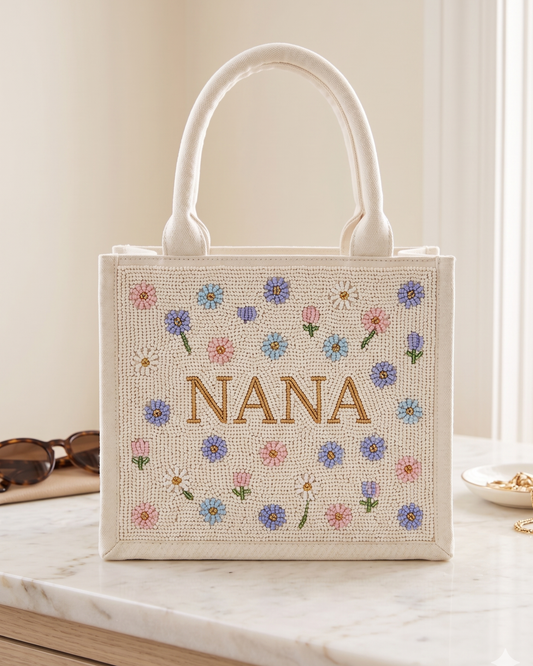 Pastel Floral Beaded Tote