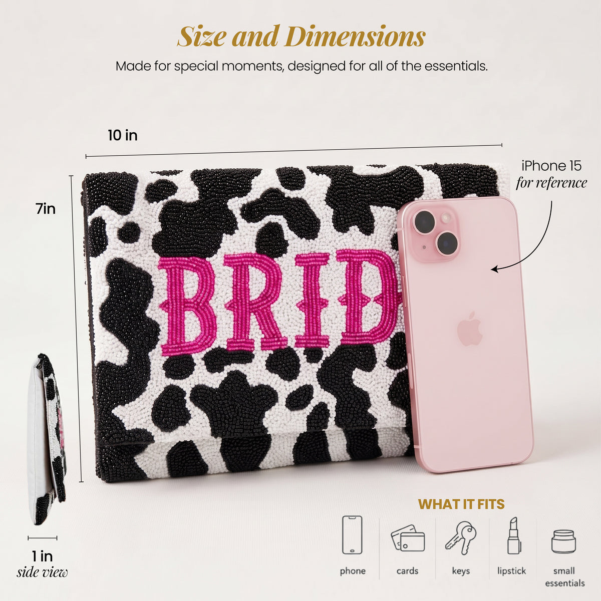 Cow Print Pink Bride Clutch