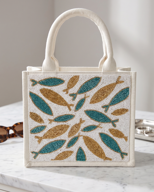 Beaded Fish Mini Tote