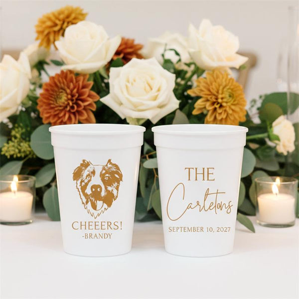 Personalized stadium cups for wedding guests