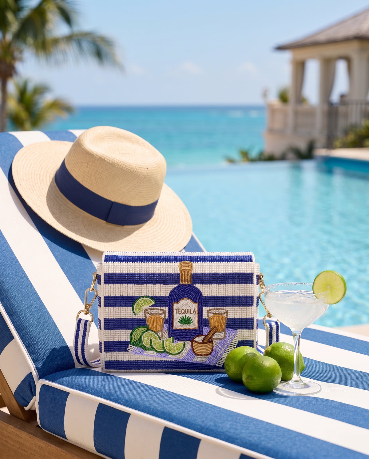 Tequila Bottle Beaded Clutch