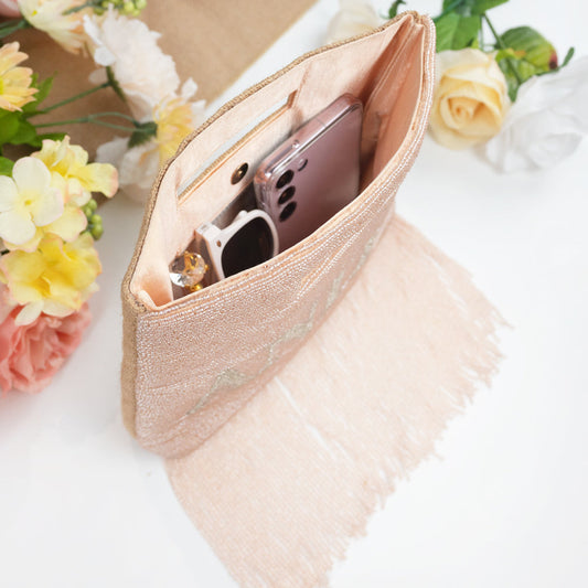 Fully Beaded Stripe Fringe Box Bag for Bride
