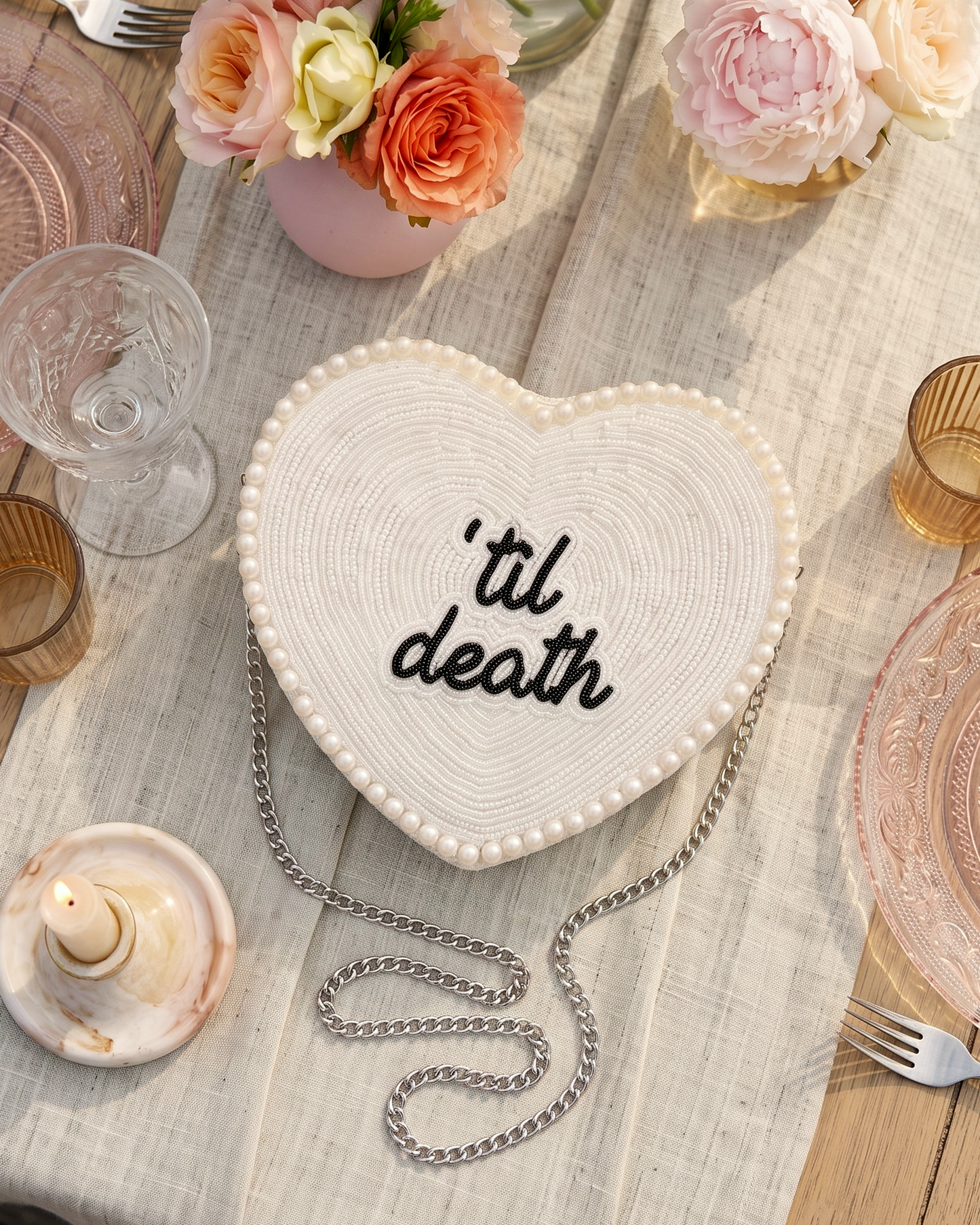 Til Death Heart Beaded Purse