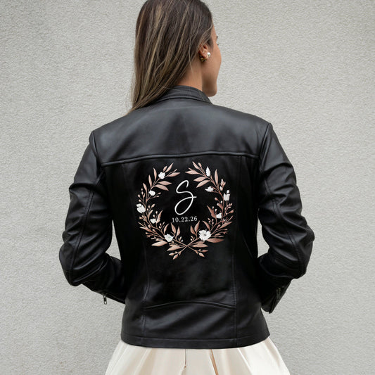 Embroidered Initial Leather Jackets