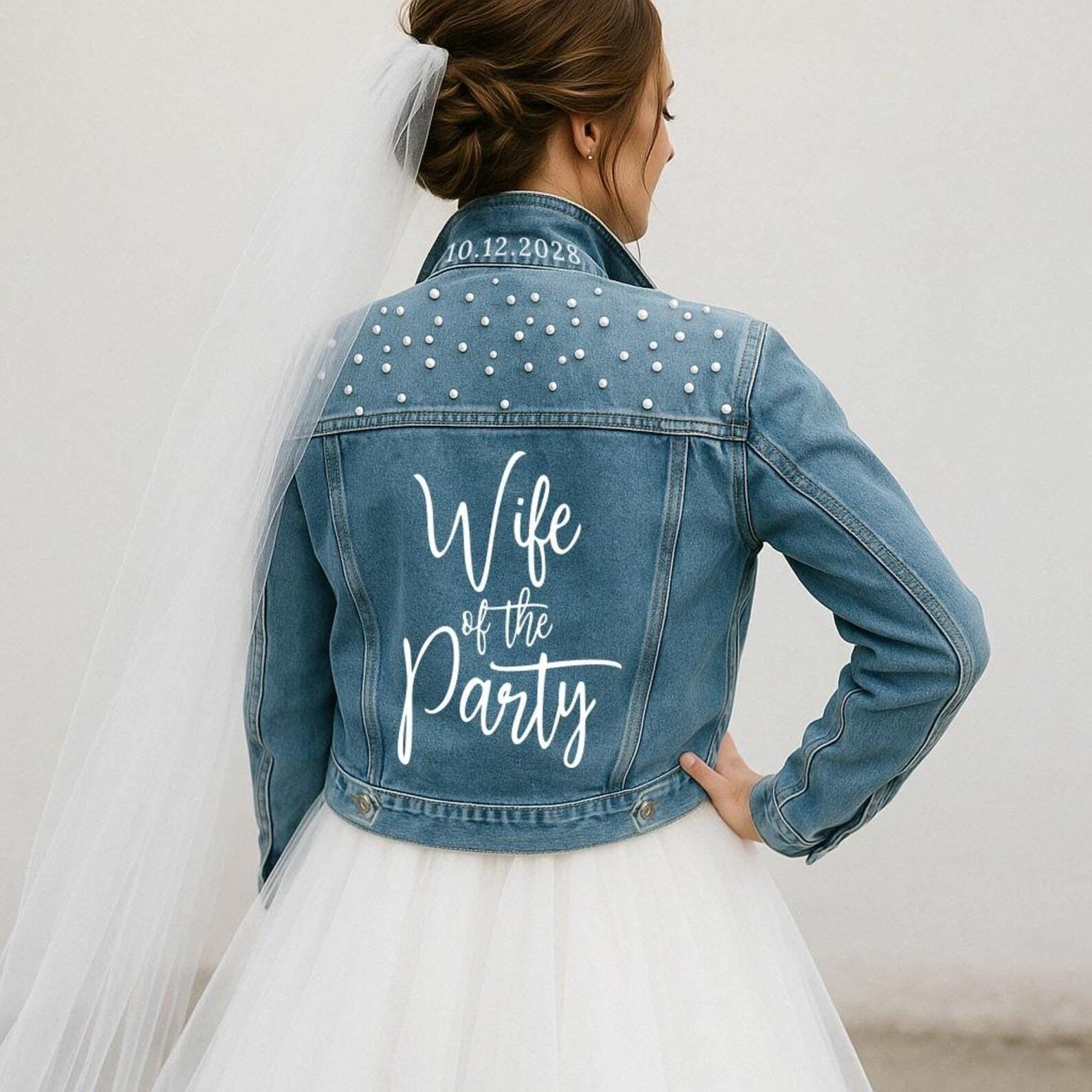 white dress with denim jacket Party Denim Jacket – Trendy Layer for Special Events – PrettyRobes.com