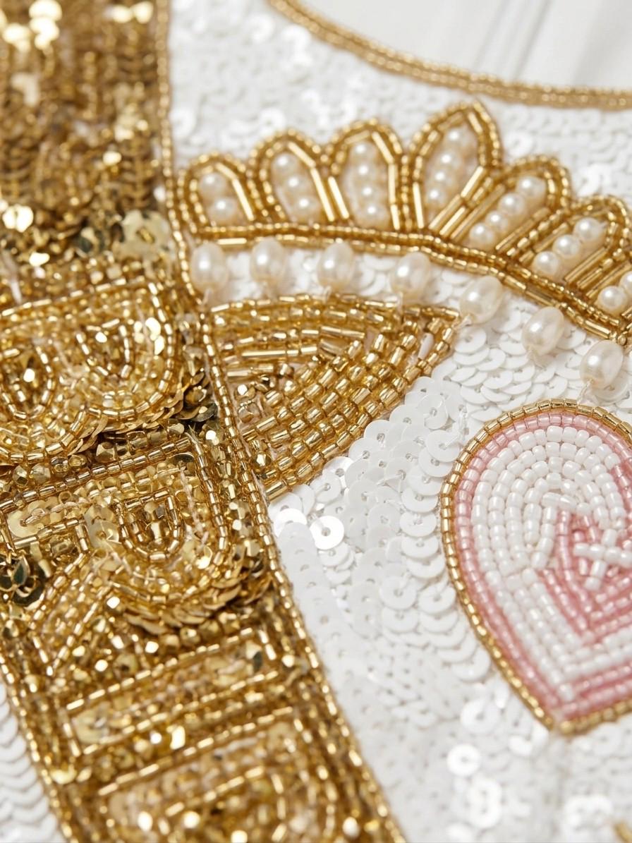 Bride Sash beadwork close-up