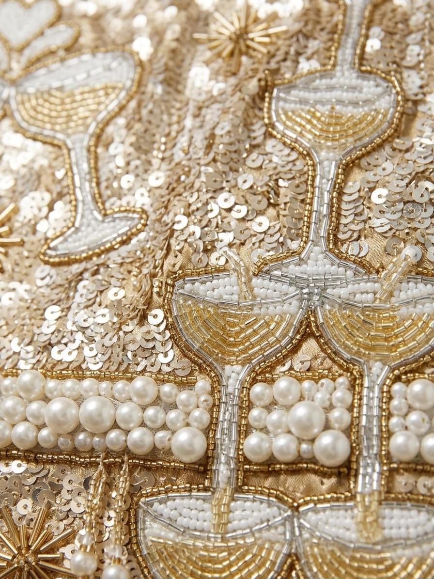 Champagne Tower beadwork close-up