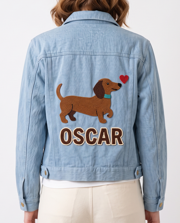Dachshund Beaded Denim Jacket