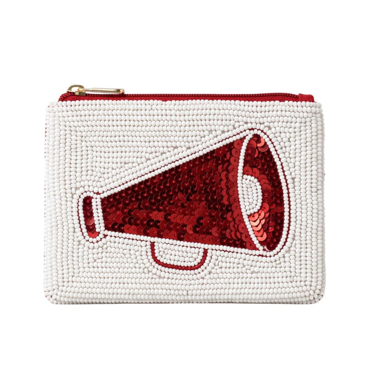 Red Megaphone Beaded Coin Purse