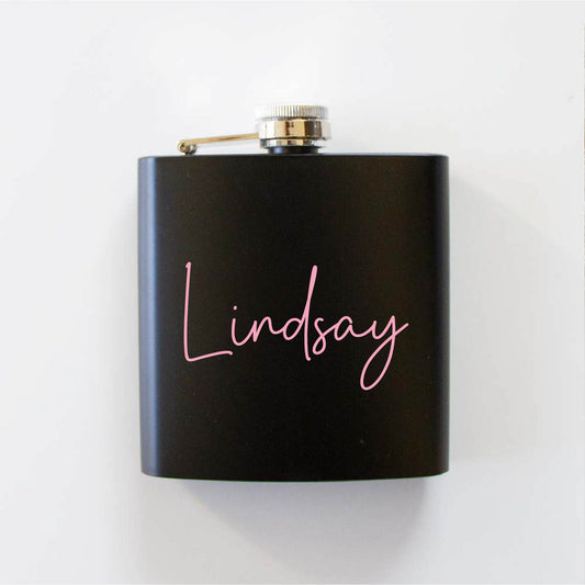 Custom Bridesmaid Black Hip Flask