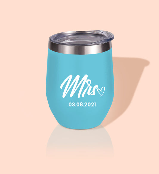 Cursive Style Mr. And Mrs. Wedding Wine Tumblers
