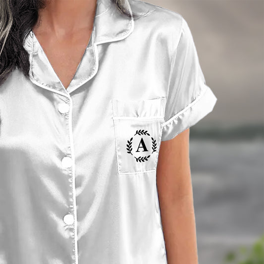 Pajama Set Shorts - Personalized Satin Shorts Set PJs for Brides