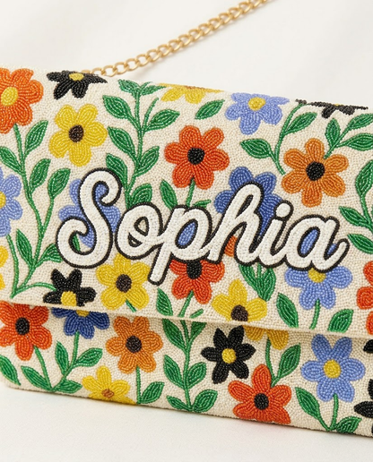 Custom Beaded Canvas Clutch for Bridesmaid