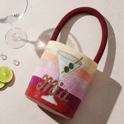 Cocktail Glass Beaded Bag