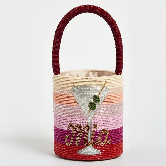 Cocktail Glass Beaded Bag
