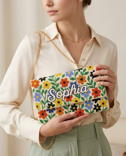Custom Beaded Canvas Clutch for Bridesmaid