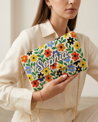 Custom Beaded Canvas Clutch for Bridesmaid