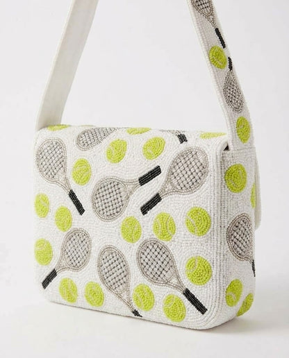 All Over Racquet and Tennis Ball Beaded Bag
