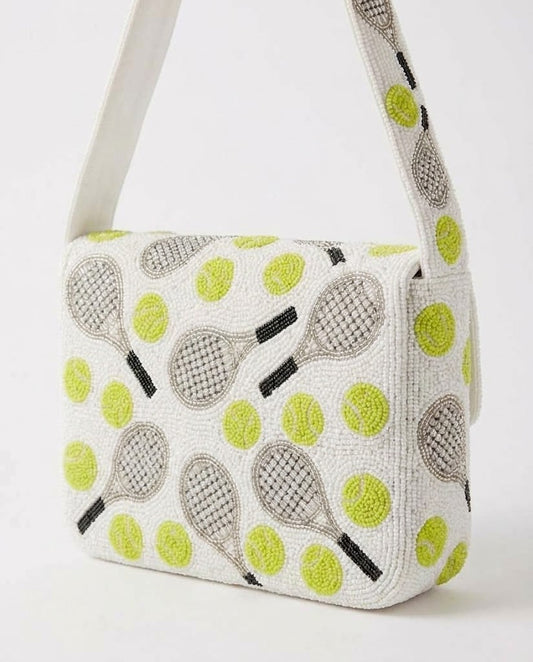 All Over Racquet and Tennis Ball Beaded Bag