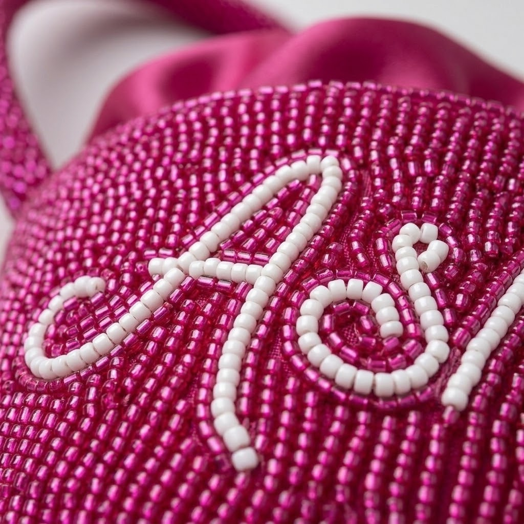 Personalized Pink Beaded Name Bag