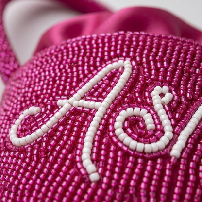 Personalized Pink Beaded Name Bag
