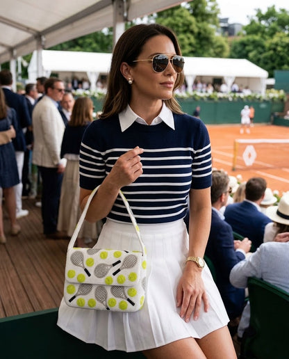 All Over Racquet and Tennis Ball Beaded Bag