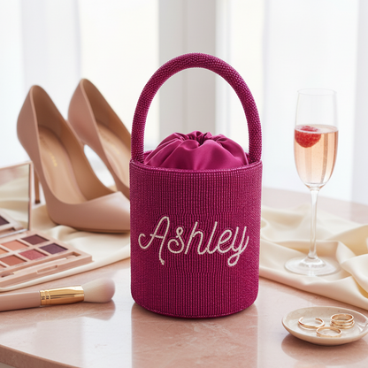 Personalized Pink Beaded Name Bag