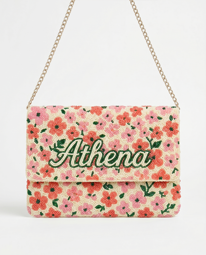 Custom Beaded Canvas Clutch for Bridesmaid