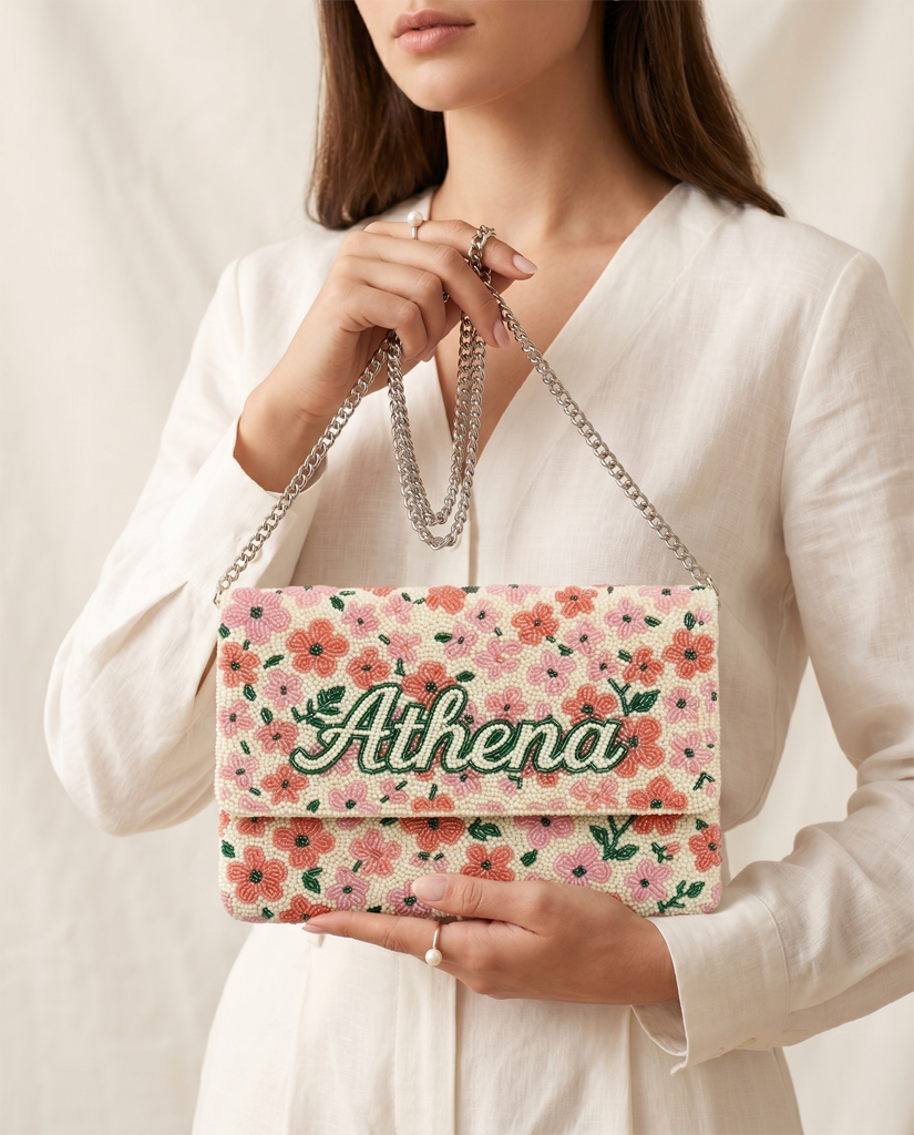 Custom Beaded Canvas Clutch for Bridesmaid