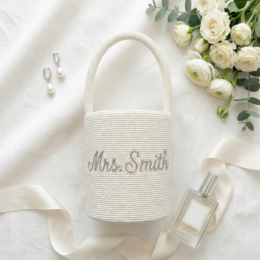 Personalized Mrs Beaded Bridal Bag