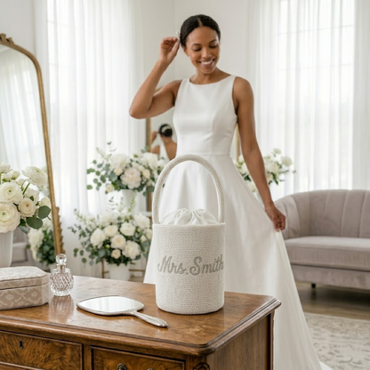 Personalized Mrs Beaded Bridal Bag