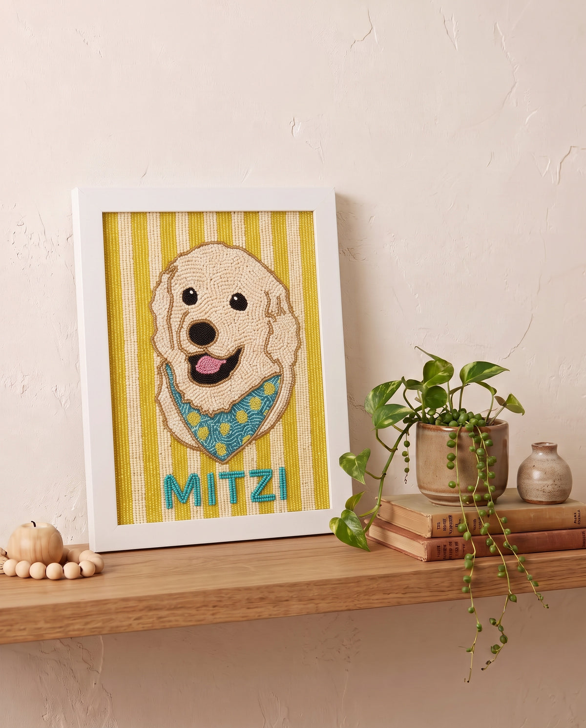 Personalized Beaded Pet Portrait Wall Art